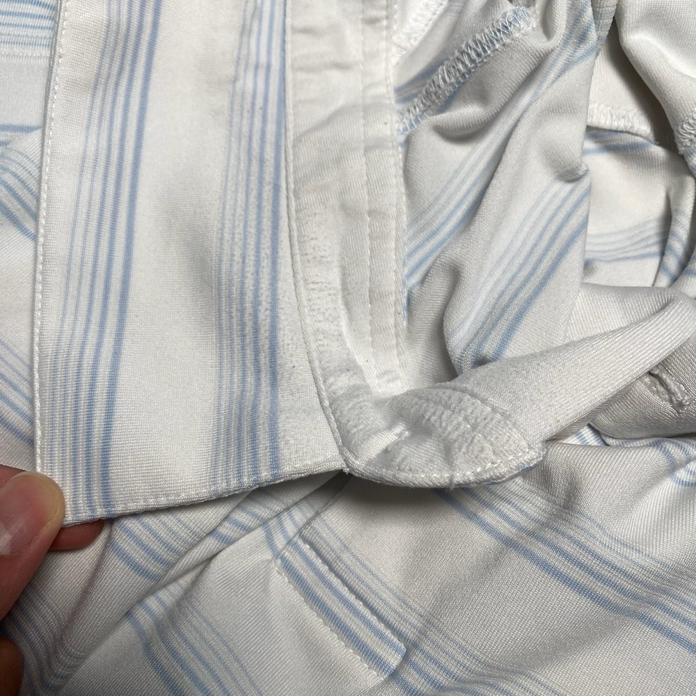 The Bridges Straight Down Golf Polo L Mens White Light Blue Stripe Performance - Picture 11 of 11